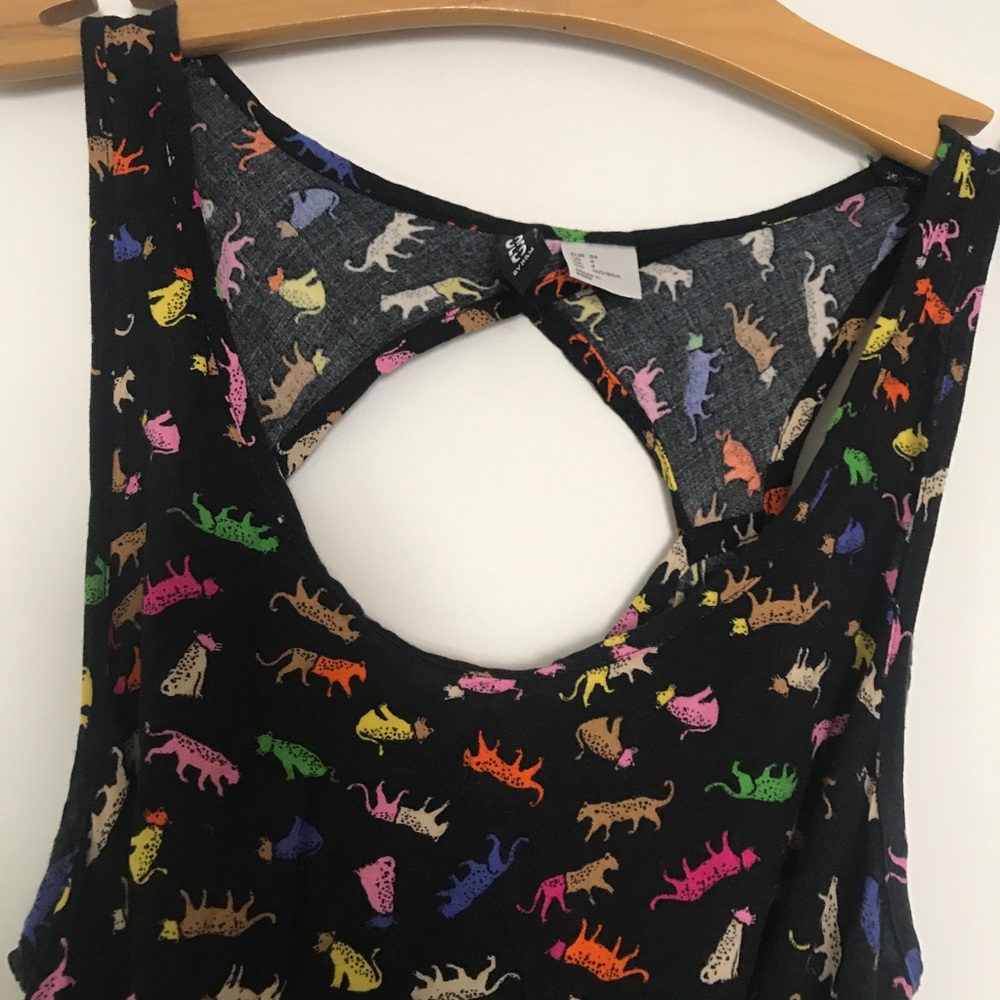 Colorful cats black dress